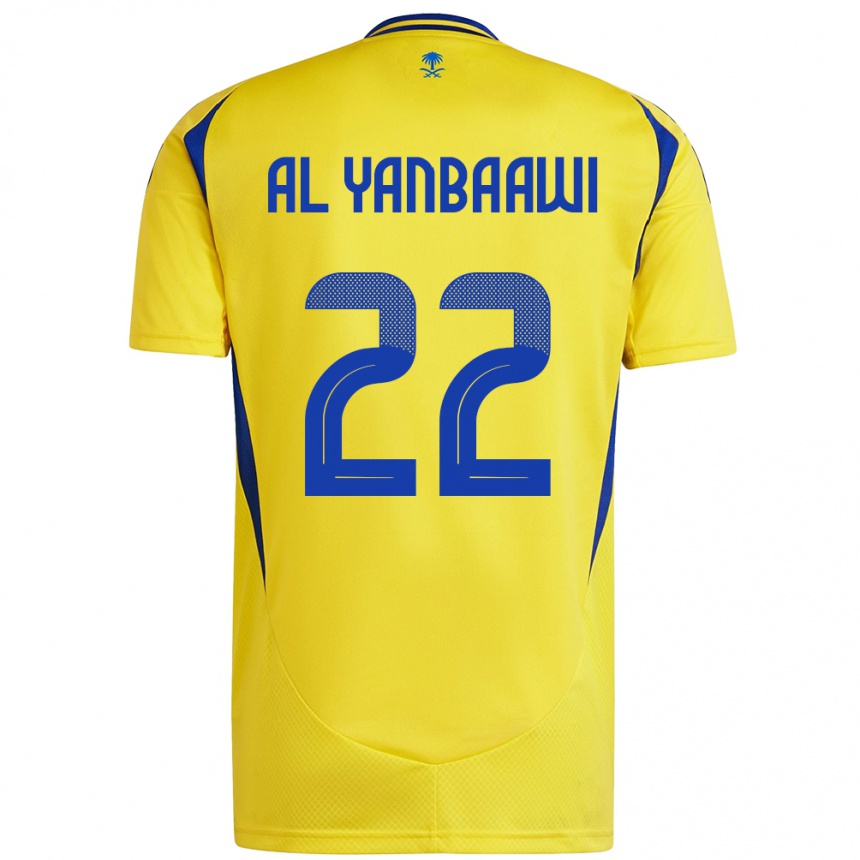 Enfant Football Maillot Tahani Al-Yanbaawi #22 Jaune Bleu Tenues Domicile 2024/25