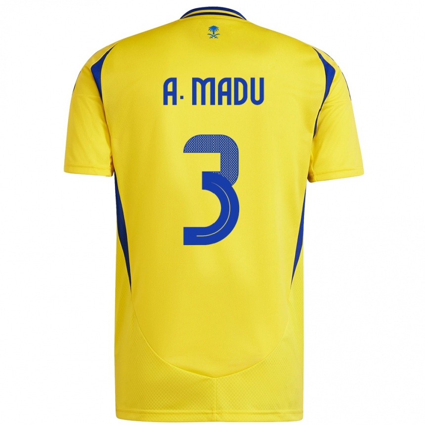 Enfant Football Maillot Abdullah Madu #3 Jaune Bleu Tenues Domicile 2024/25