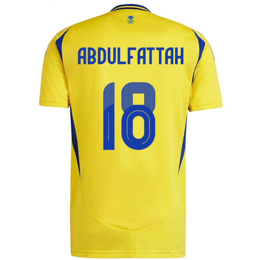 Enfant Football Maillot Abdulfattah Adam #18 Jaune Bleu Tenues Domicile 2024/25