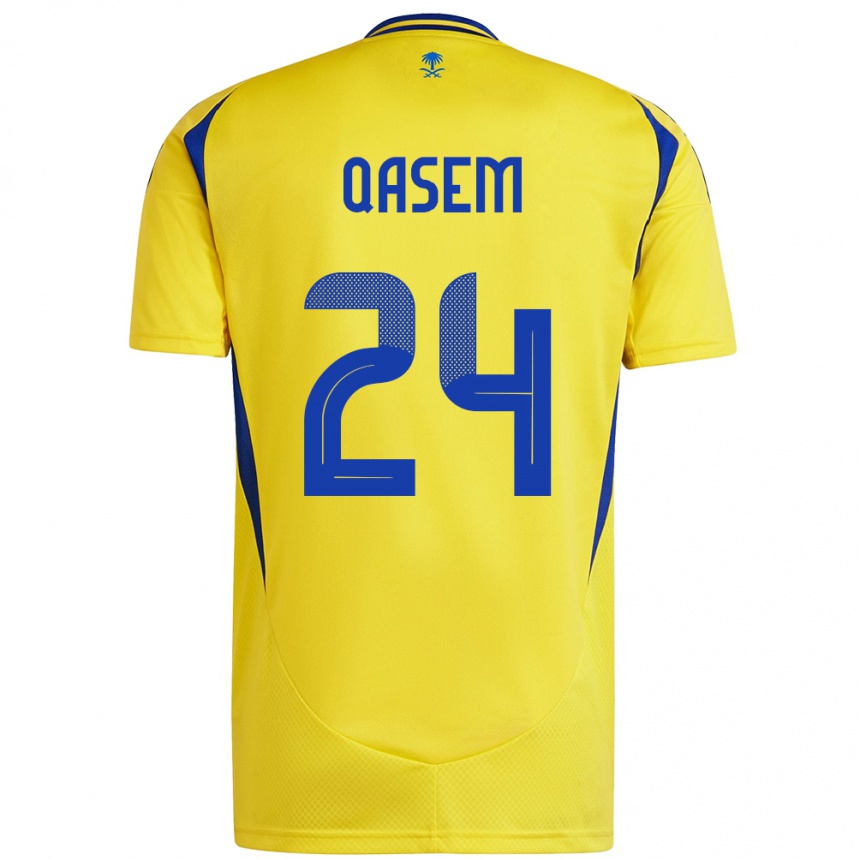 Enfant Football Maillot Mohammed Qasem #24 Jaune Bleu Tenues Domicile 2024/25