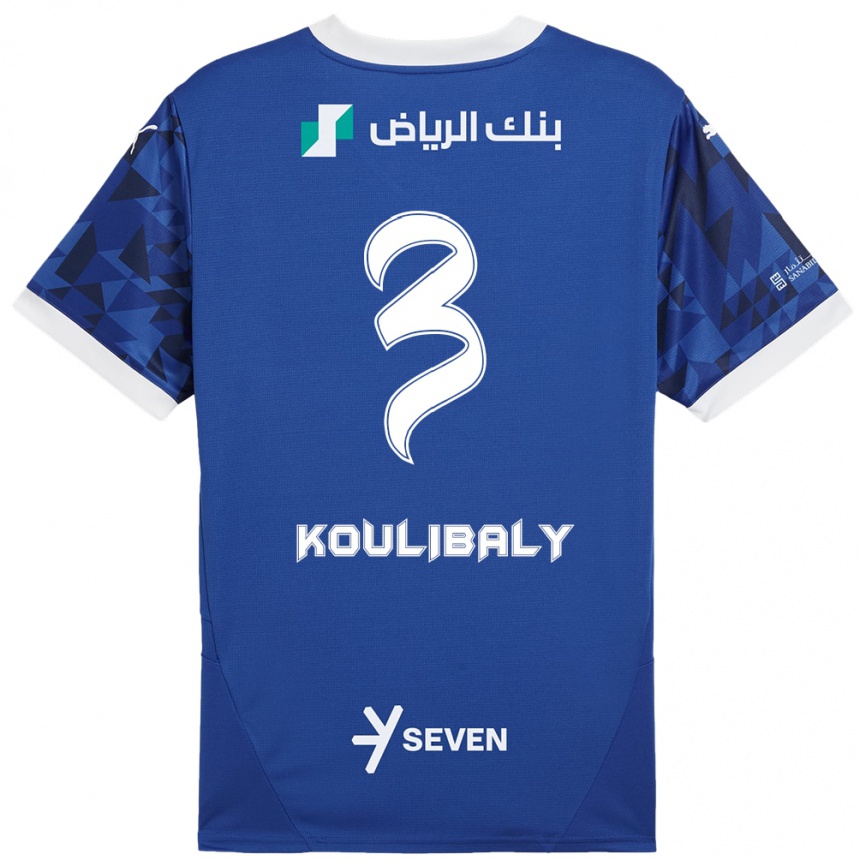 Enfant Football Maillot Kalidou Koulibaly #3 Bleu Foncé Blanc Tenues Domicile 2024/25