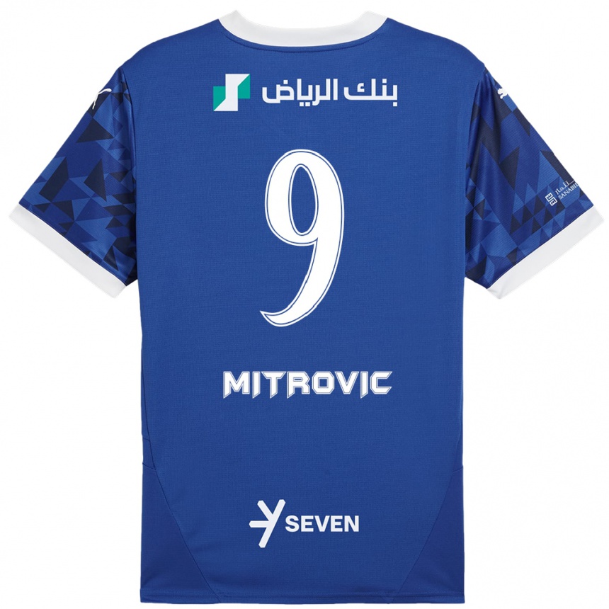 Enfant Football Maillot Aleksandar Mitrovic #9 Bleu Foncé Blanc Tenues Domicile 2024/25