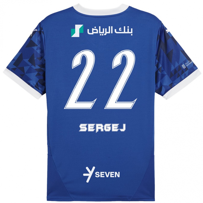 Enfant Football Maillot Sergej Milinkovic-Savic #22 Bleu Foncé Blanc Tenues Domicile 2024/25