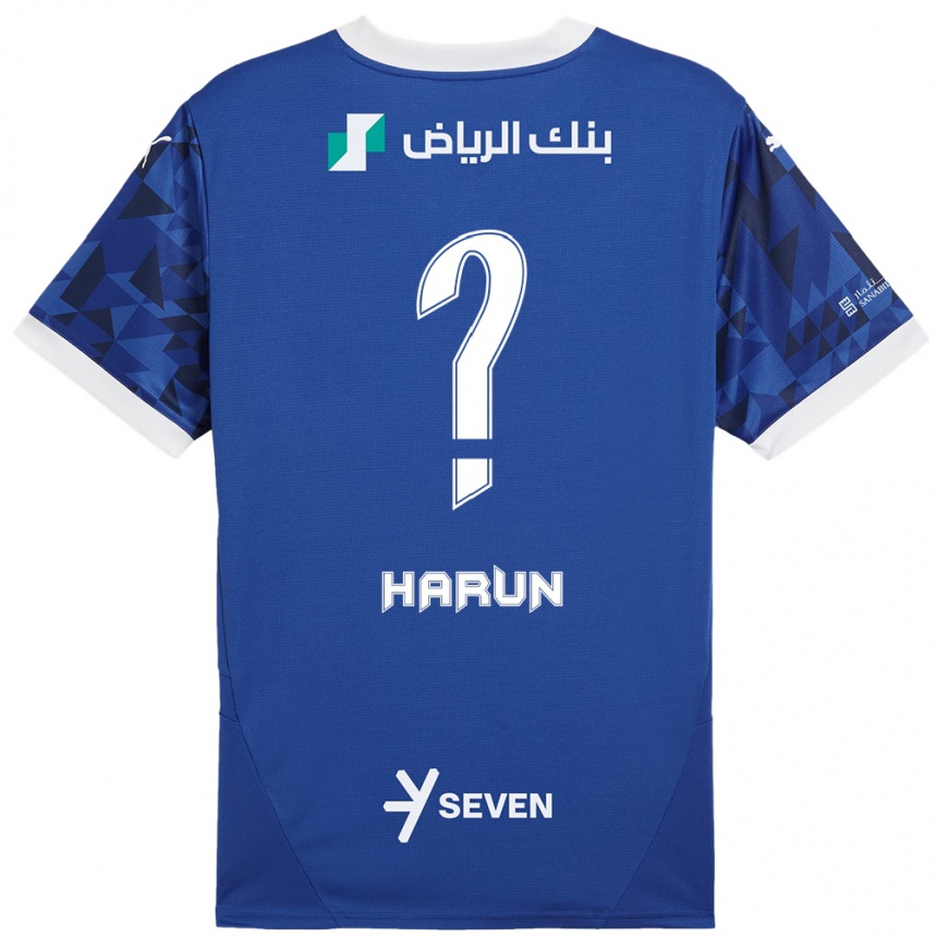 Enfant Football Maillot Saud Harun #0 Bleu Foncé Blanc Tenues Domicile 2024/25