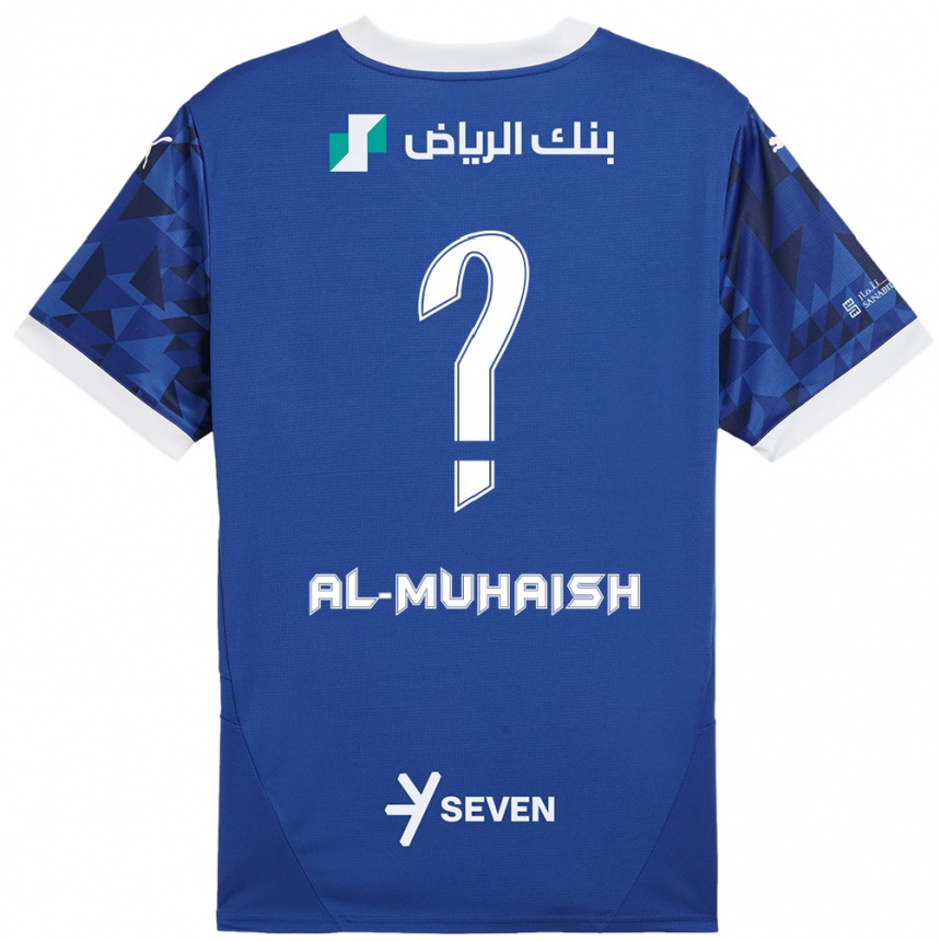 Enfant Football Maillot Mohammed Al-Muhaish #0 Bleu Foncé Blanc Tenues Domicile 2024/25