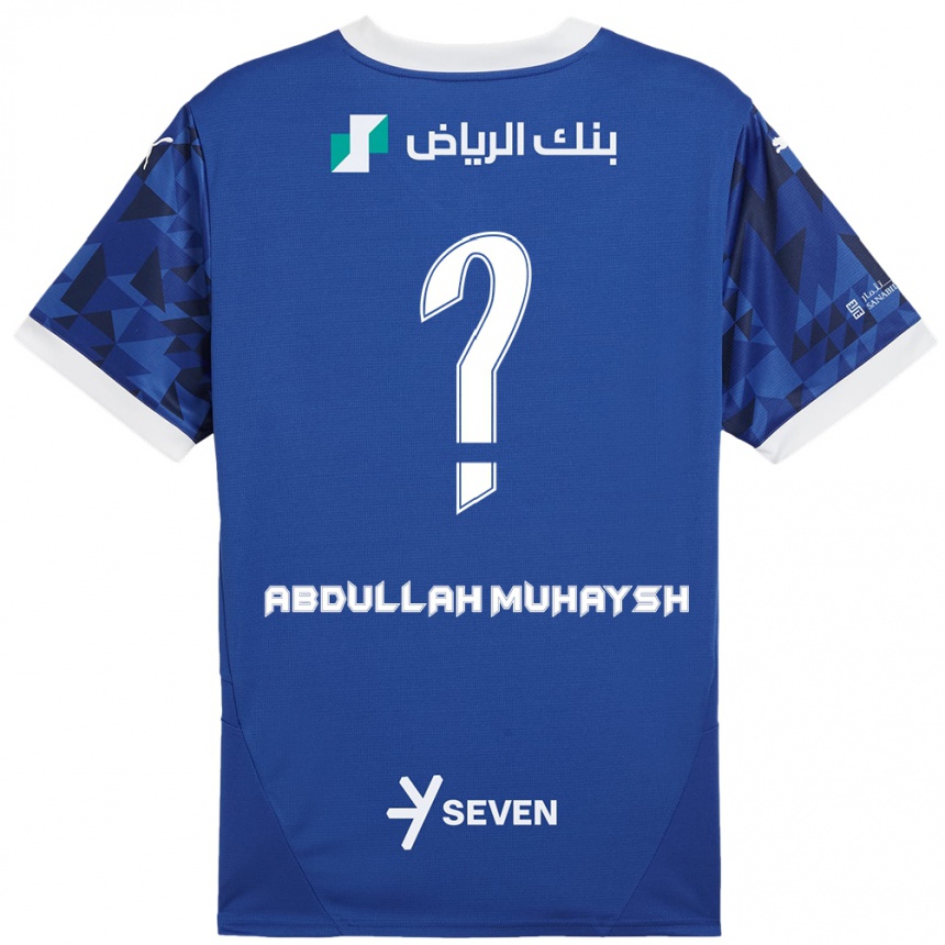 Enfant Football Maillot Mohammed Abdullah Muhaysh #0 Bleu Foncé Blanc Tenues Domicile 2024/25