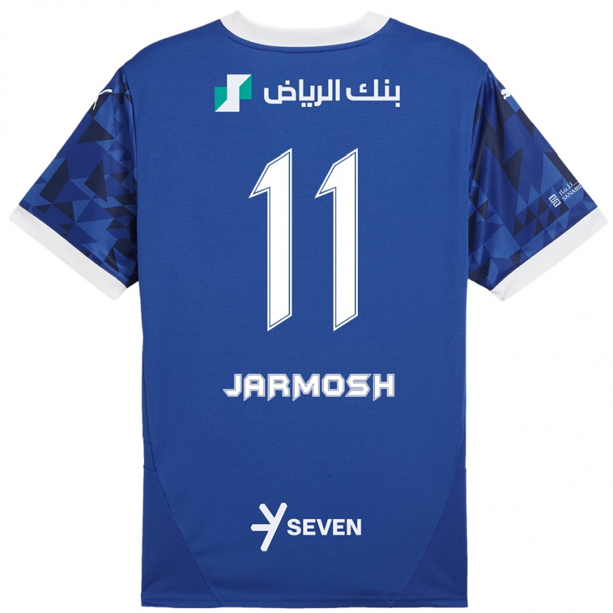 Enfant Football Maillot Abdulaziz Jarmosh #11 Bleu Foncé Blanc Tenues Domicile 2024/25