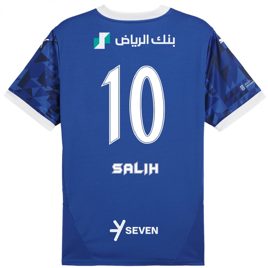 Enfant Football Maillot Zakia Salih #10 Bleu Foncé Blanc Tenues Domicile 2024/25