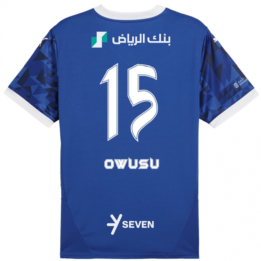 Enfant Football Maillot Mavis Owusu #15 Bleu Foncé Blanc Tenues Domicile 2024/25