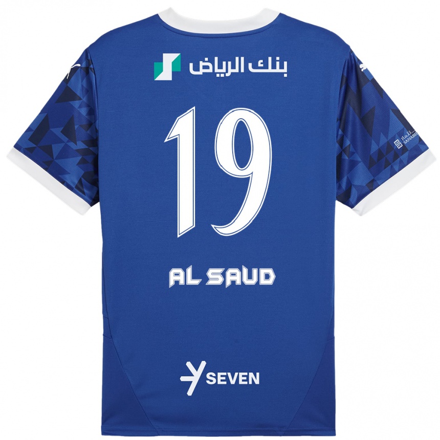 Enfant Football Maillot Manal Al Saud #19 Bleu Foncé Blanc Tenues Domicile 2024/25