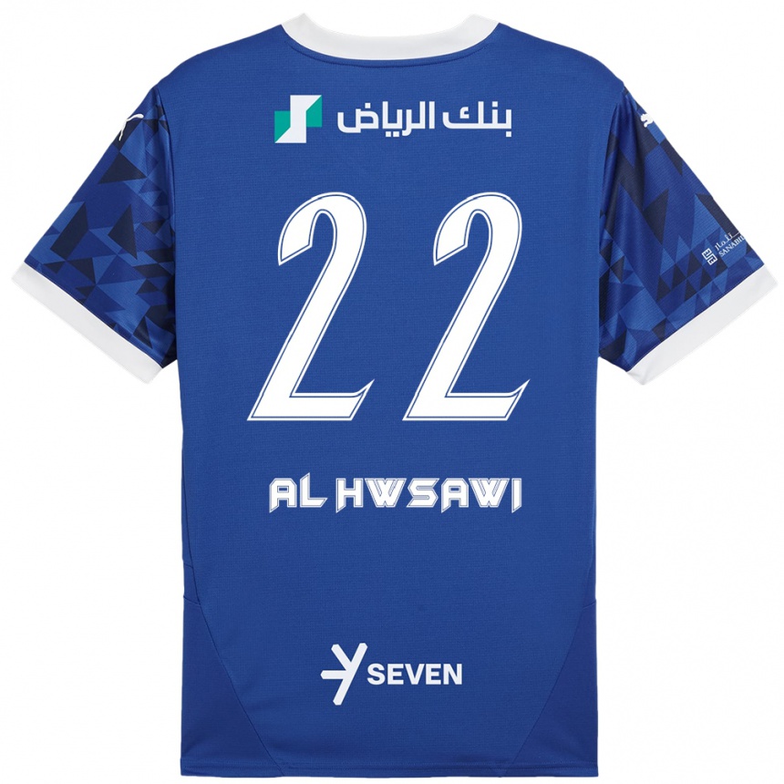 Enfant Football Maillot Shorouq Al-Hwsawi #22 Bleu Foncé Blanc Tenues Domicile 2024/25