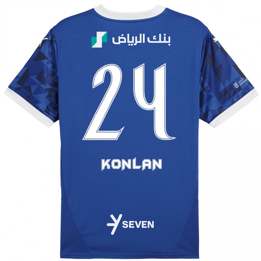 Enfant Football Maillot Cynthia Konlan #24 Bleu Foncé Blanc Tenues Domicile 2024/25