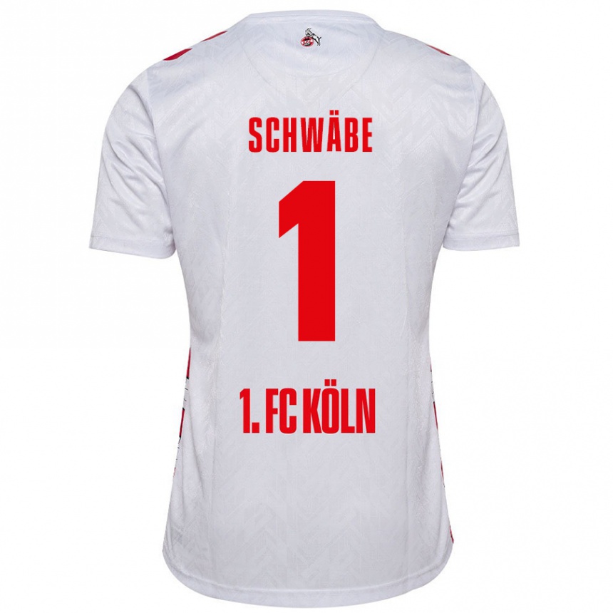 Enfant Football Maillot Marvin Schwäbe #1 Blanc Rouge Tenues Domicile 2024/25