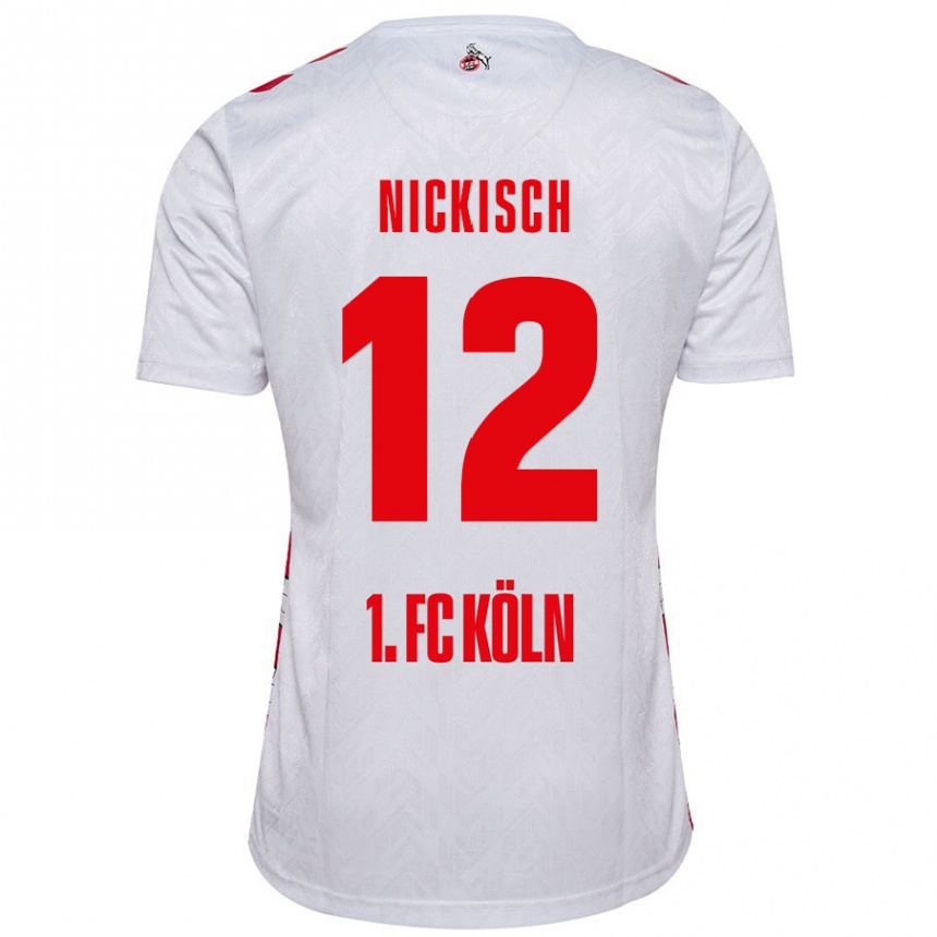 Enfant Football Maillot Jonas Nickisch #12 Blanc Rouge Tenues Domicile 2024/25