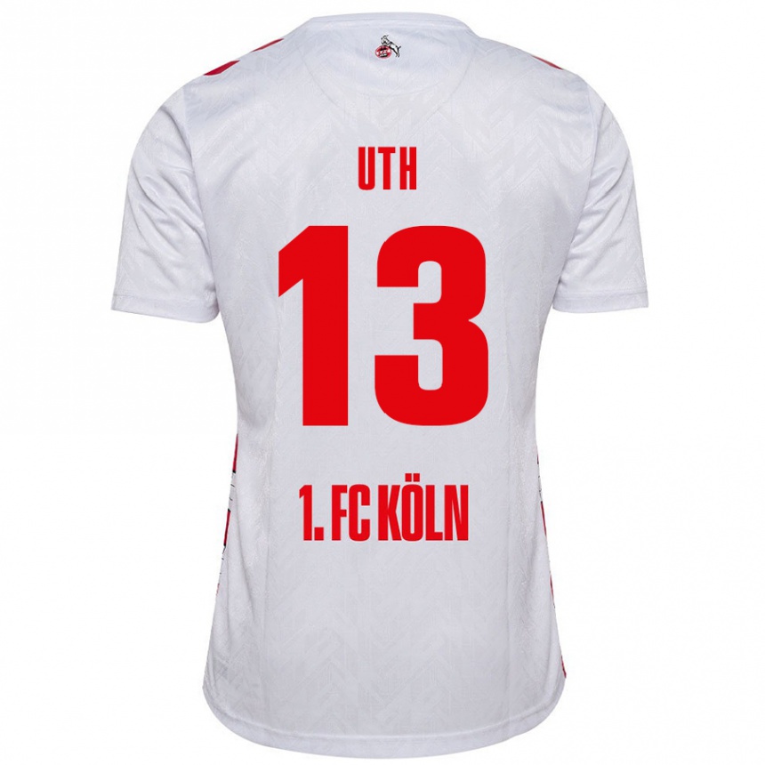 Enfant Football Maillot Mark Uth #13 Blanc Rouge Tenues Domicile 2024/25