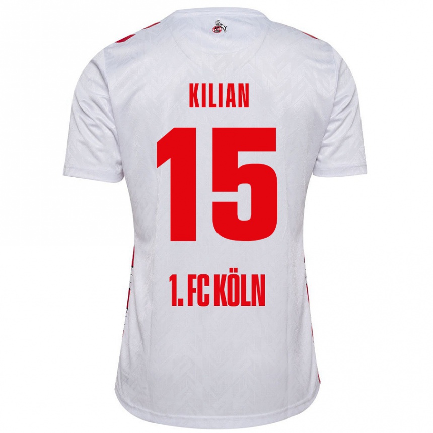 Enfant Football Maillot Luca Kilian #15 Blanc Rouge Tenues Domicile 2024/25