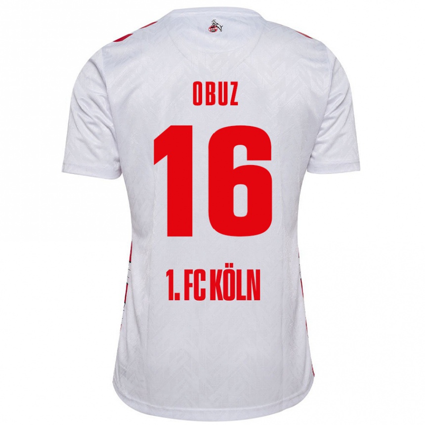 Enfant Football Maillot Marvin Obuz #16 Blanc Rouge Tenues Domicile 2024/25