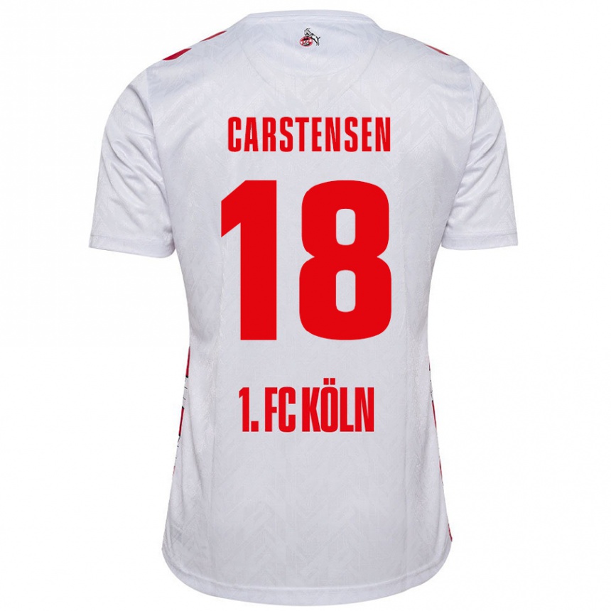 Enfant Football Maillot Rasmus Carstensen #18 Blanc Rouge Tenues Domicile 2024/25