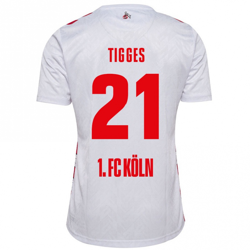 Enfant Football Maillot Steffen Tigges #21 Blanc Rouge Tenues Domicile 2024/25