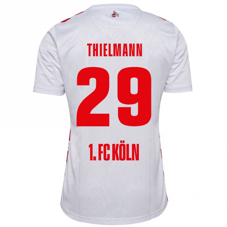 Enfant Football Maillot Jan Thielmann #29 Blanc Rouge Tenues Domicile 2024/25