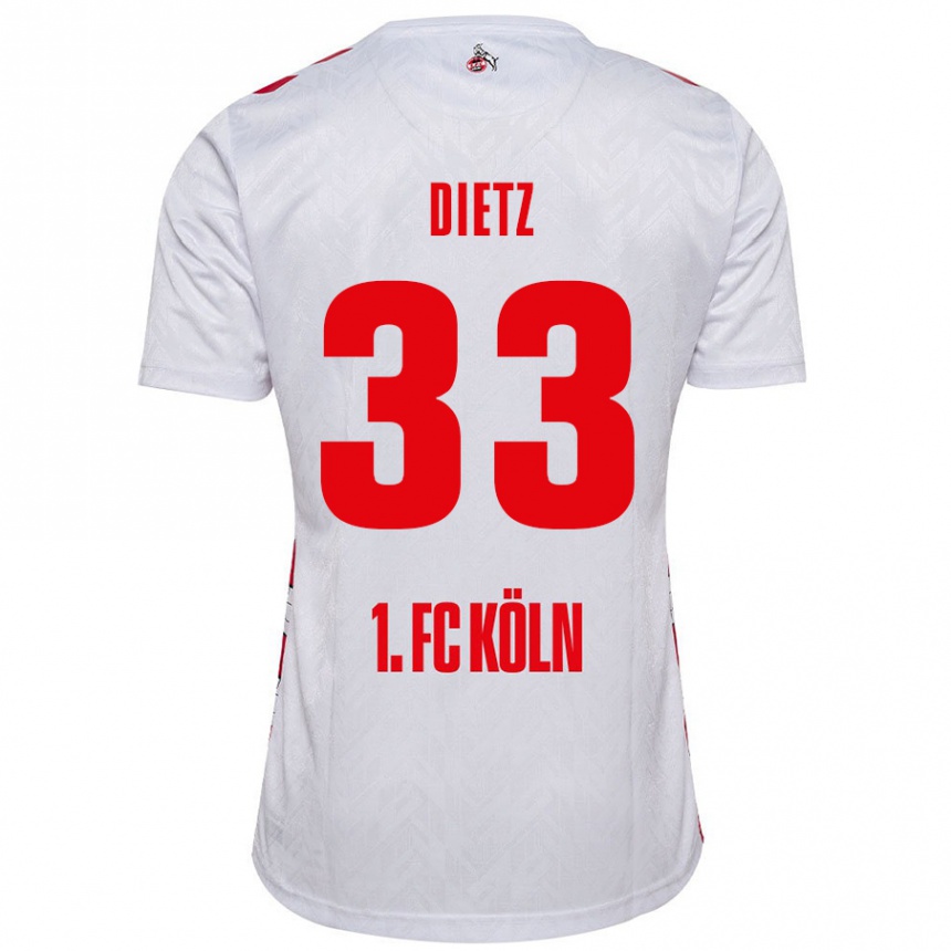 Enfant Football Maillot Florian Dietz #33 Blanc Rouge Tenues Domicile 2024/25