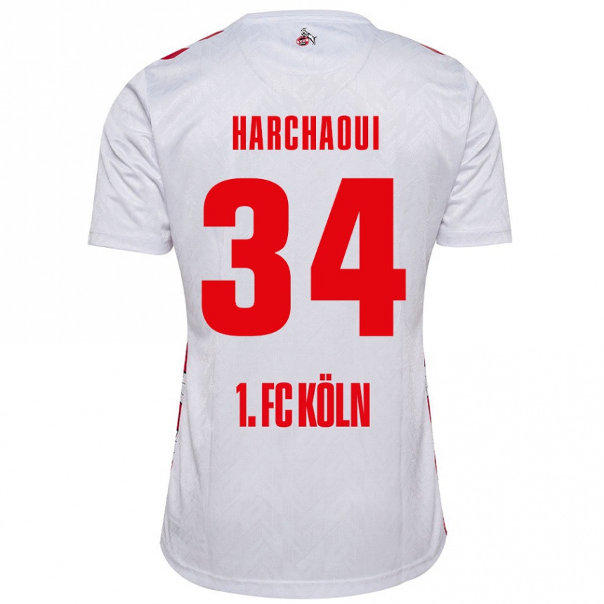 Enfant Football Maillot Fayssal Harchaoui #34 Blanc Rouge Tenues Domicile 2024/25