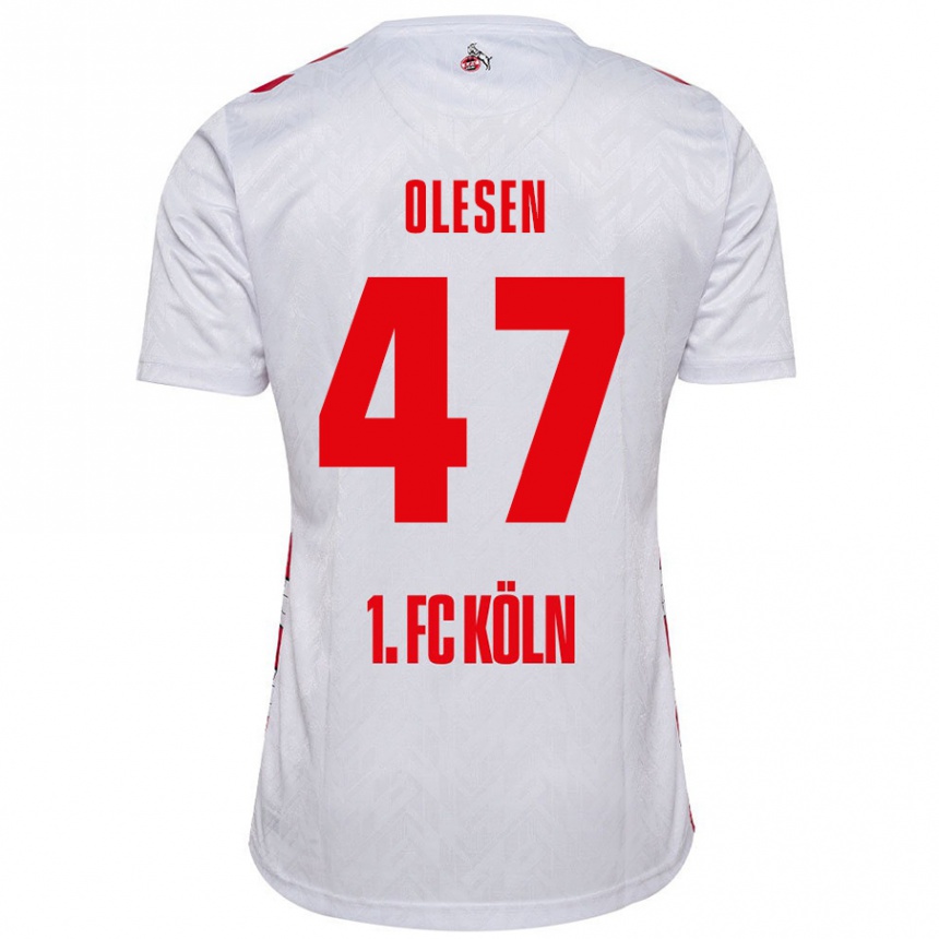 Enfant Football Maillot Mathias Olesen #47 Blanc Rouge Tenues Domicile 2024/25