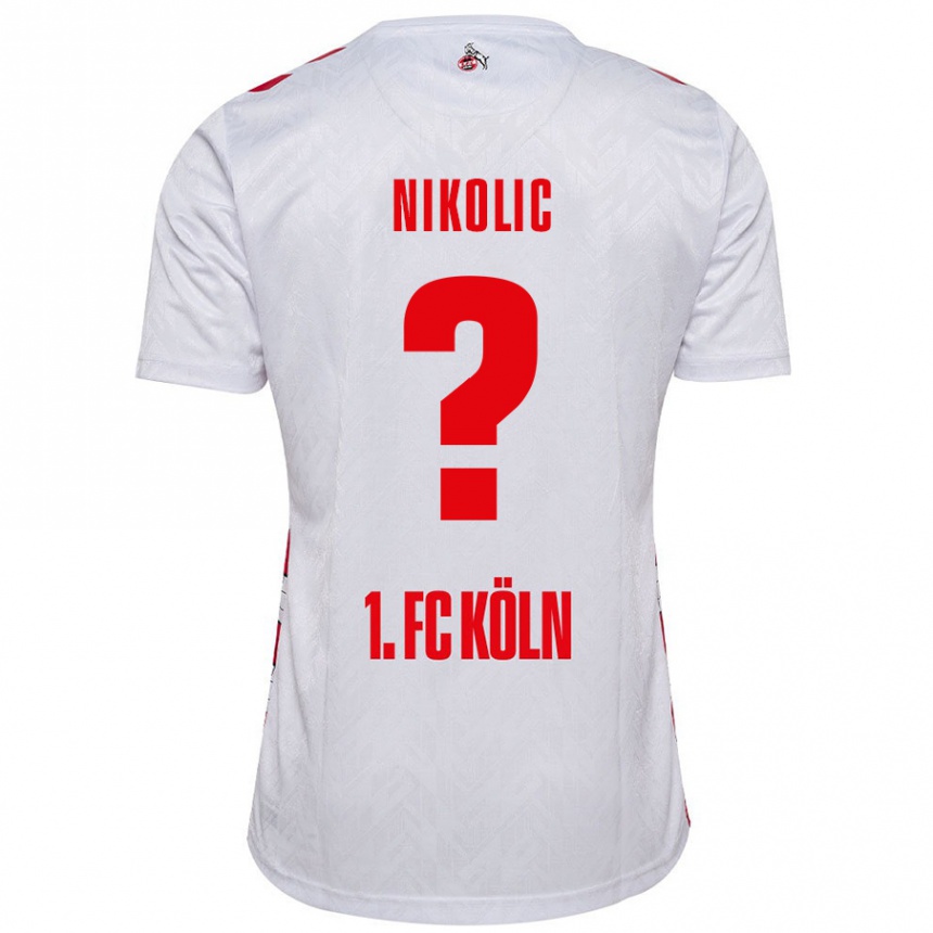 Enfant Football Maillot Milan Nikolic #0 Blanc Rouge Tenues Domicile 2024/25