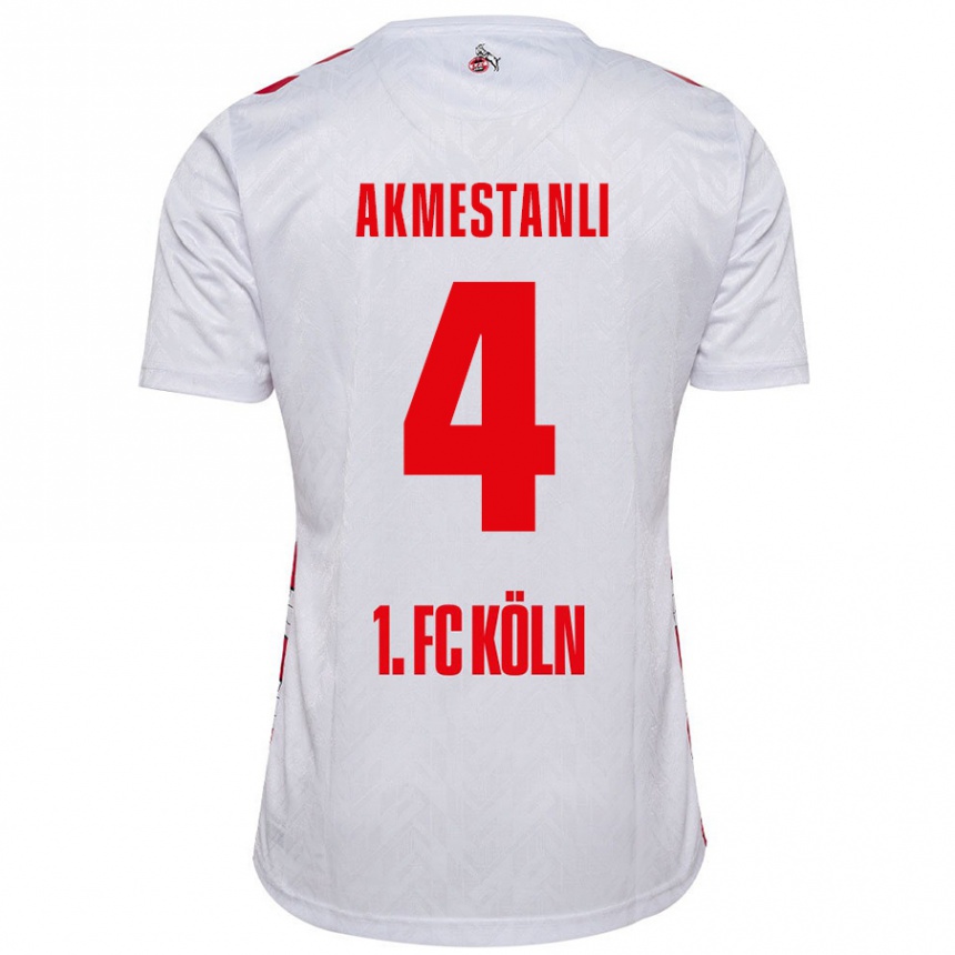 Enfant Football Maillot Teoman Akmestanli #4 Blanc Rouge Tenues Domicile 2024/25