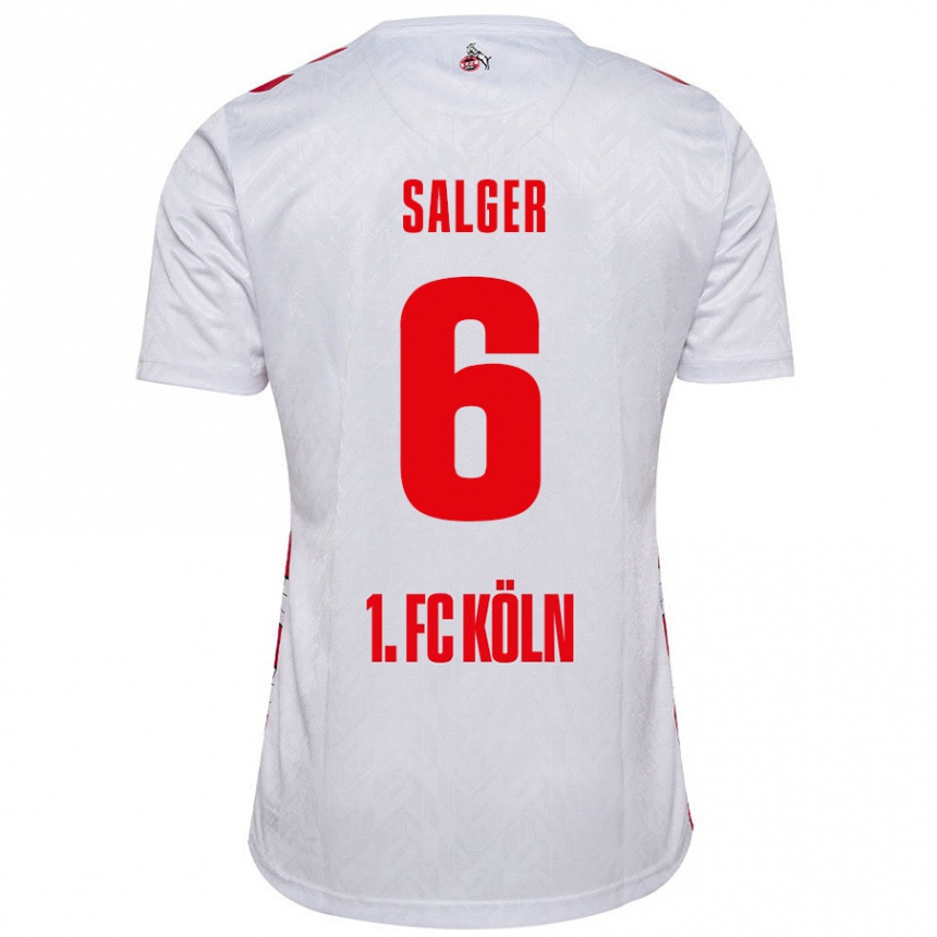 Enfant Football Maillot Stephan Salger #6 Blanc Rouge Tenues Domicile 2024/25