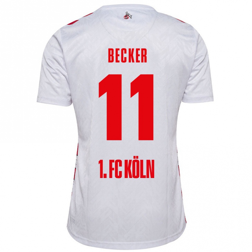 Enfant Football Maillot Marlon Becker #11 Blanc Rouge Tenues Domicile 2024/25