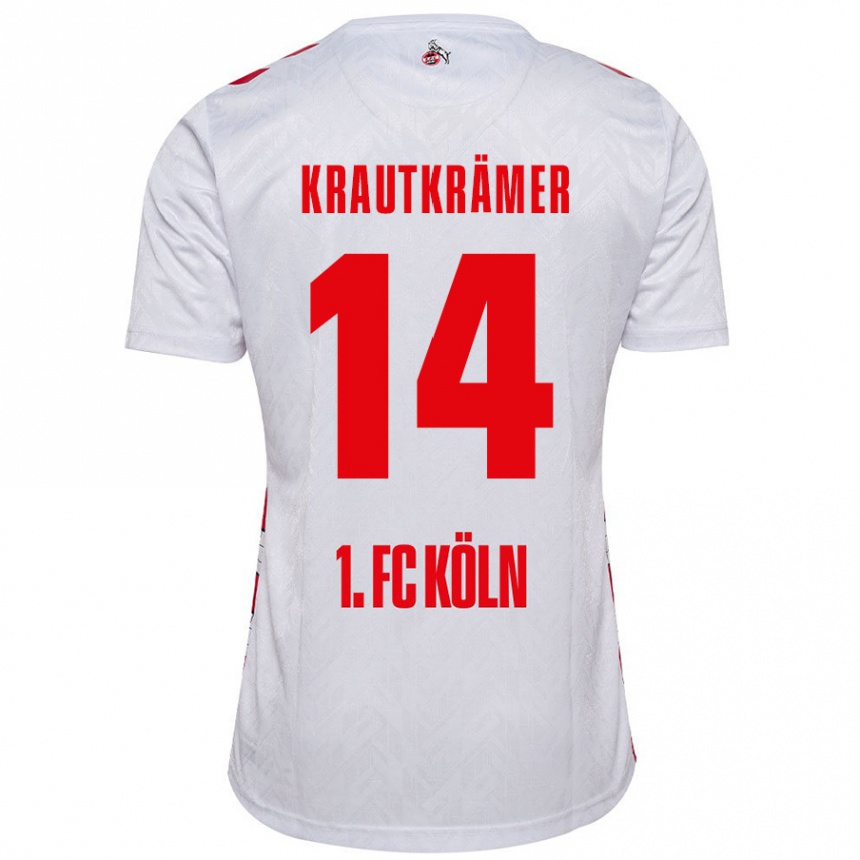 Enfant Football Maillot Jakob Krautkrämer #14 Blanc Rouge Tenues Domicile 2024/25