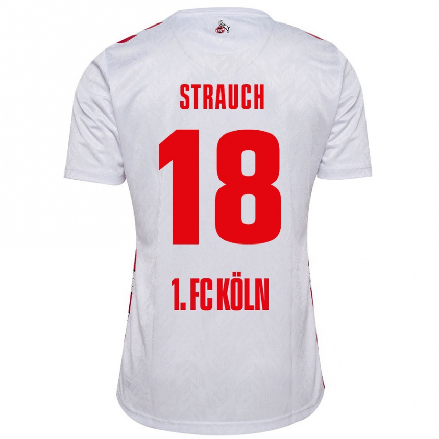 Enfant Football Maillot Georg Strauch #18 Blanc Rouge Tenues Domicile 2024/25