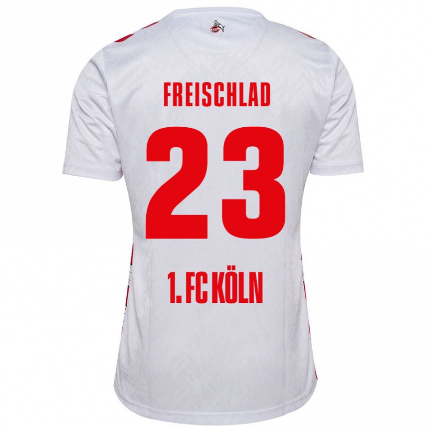 Enfant Football Maillot Yannick Freischlad #23 Blanc Rouge Tenues Domicile 2024/25