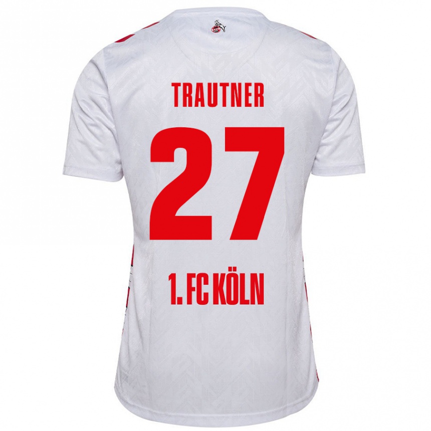 Enfant Football Maillot Tobias Trautner #27 Blanc Rouge Tenues Domicile 2024/25