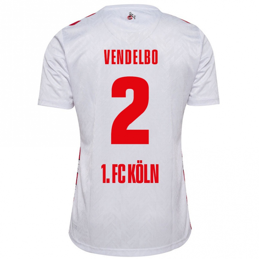 Enfant Football Maillot Sofie Vendelbo #2 Blanc Rouge Tenues Domicile 2024/25