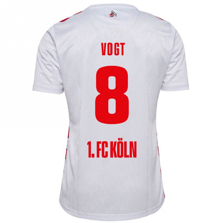 Enfant Football Maillot Laura Vogt #8 Blanc Rouge Tenues Domicile 2024/25