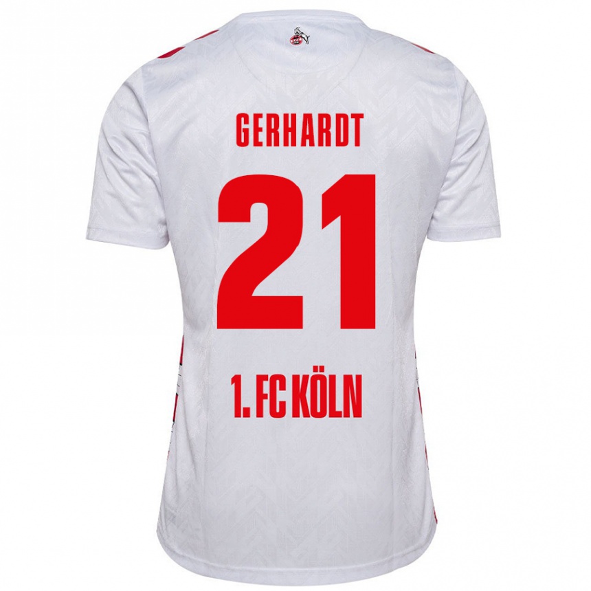 Enfant Football Maillot Anna Gerhardt #21 Blanc Rouge Tenues Domicile 2024/25