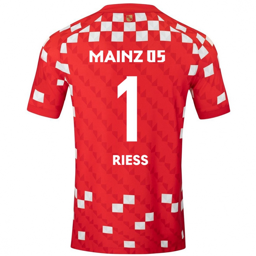 Enfant Football Maillot Lasse Rieß #1 Blanc Rouge Tenues Domicile 2024/25