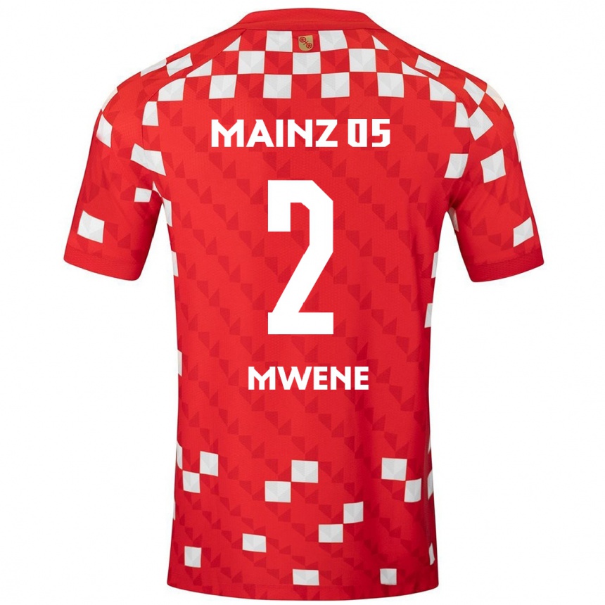 Enfant Football Maillot Phillipp Mwene #2 Blanc Rouge Tenues Domicile 2024/25