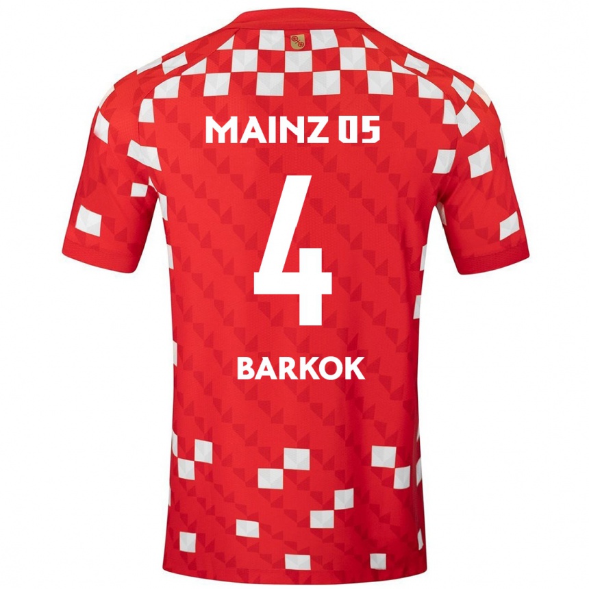 Enfant Football Maillot Aymen Barkok #4 Blanc Rouge Tenues Domicile 2024/25