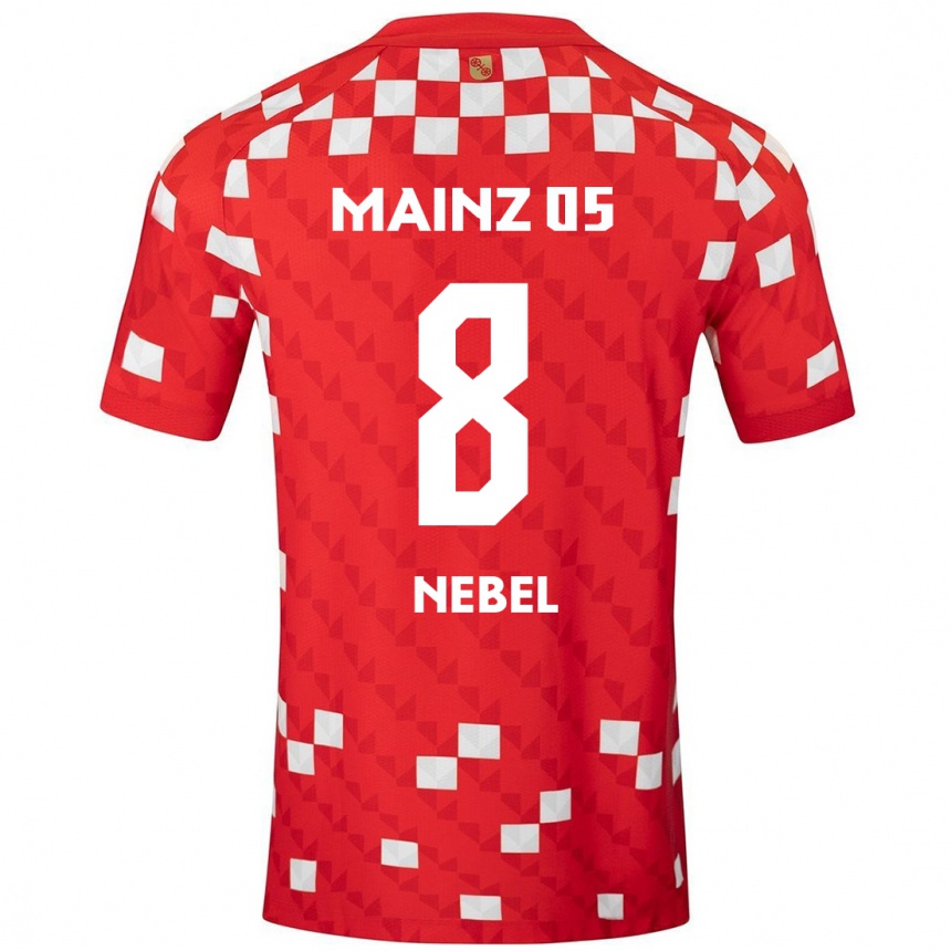 Enfant Football Maillot Paul Nebel #8 Blanc Rouge Tenues Domicile 2024/25