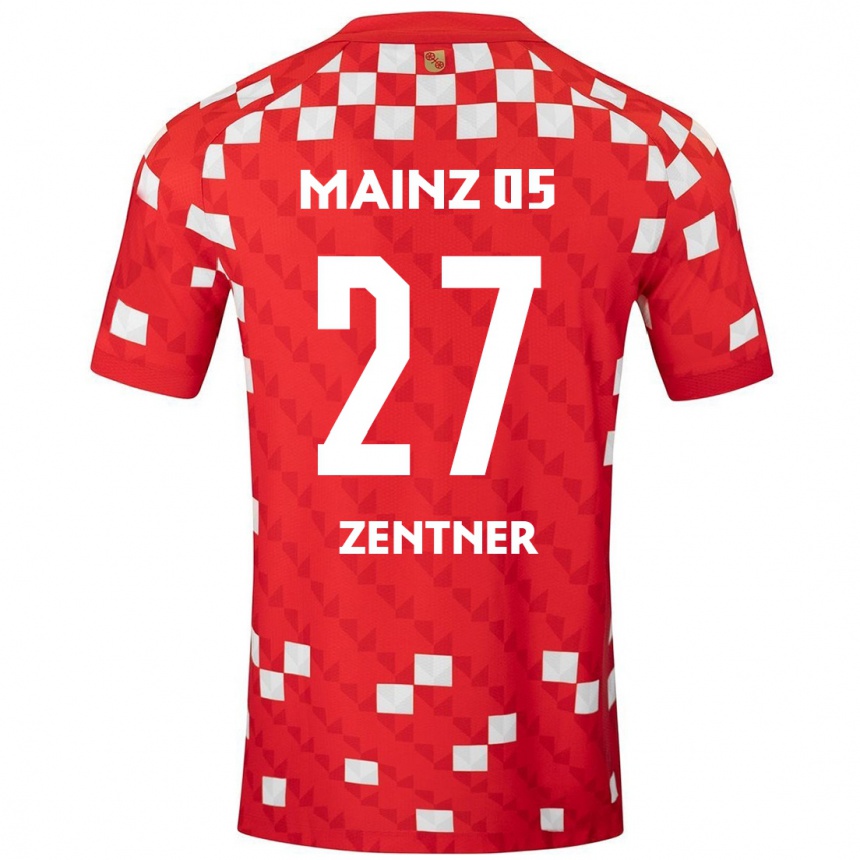 Enfant Football Maillot Robin Zentner #27 Blanc Rouge Tenues Domicile 2024/25