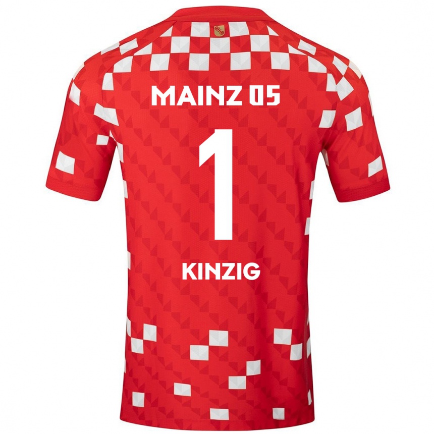 Enfant Football Maillot Maximilian Kinzig #1 Blanc Rouge Tenues Domicile 2024/25