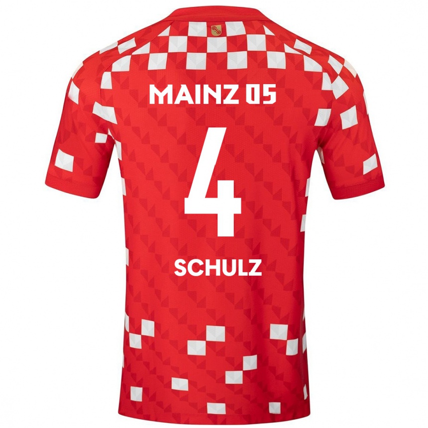 Enfant Football Maillot Philipp Schulz #4 Blanc Rouge Tenues Domicile 2024/25