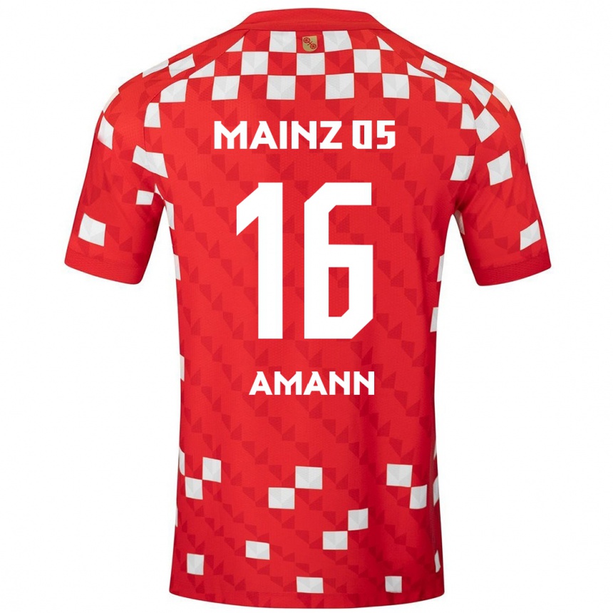 Enfant Football Maillot Jason Amann #16 Blanc Rouge Tenues Domicile 2024/25