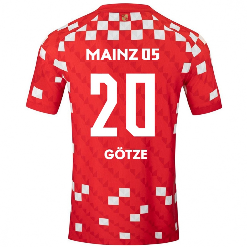 Enfant Football Maillot Justus Götze #20 Blanc Rouge Tenues Domicile 2024/25