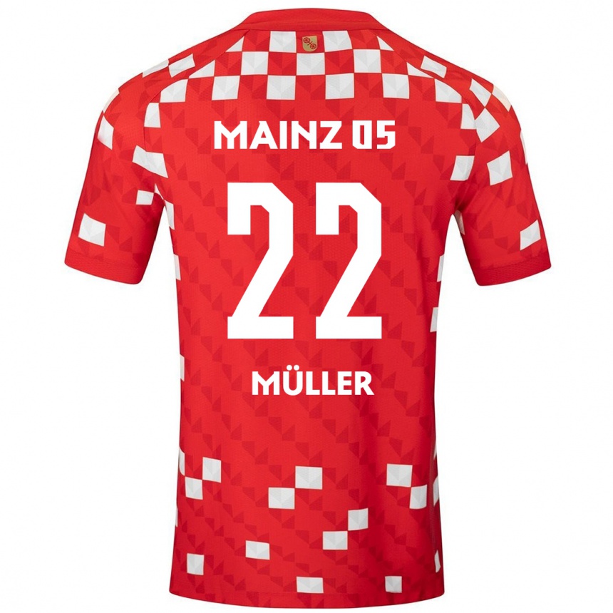 Enfant Football Maillot Tim Müller #22 Blanc Rouge Tenues Domicile 2024/25