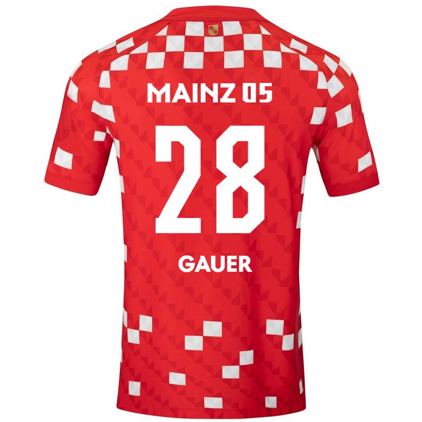 Enfant Football Maillot Luke Gauer #28 Blanc Rouge Tenues Domicile 2024/25