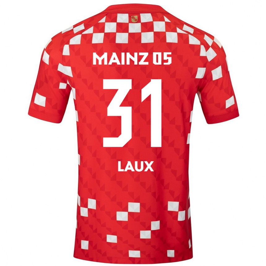 Enfant Football Maillot Lucas Laux #31 Blanc Rouge Tenues Domicile 2024/25